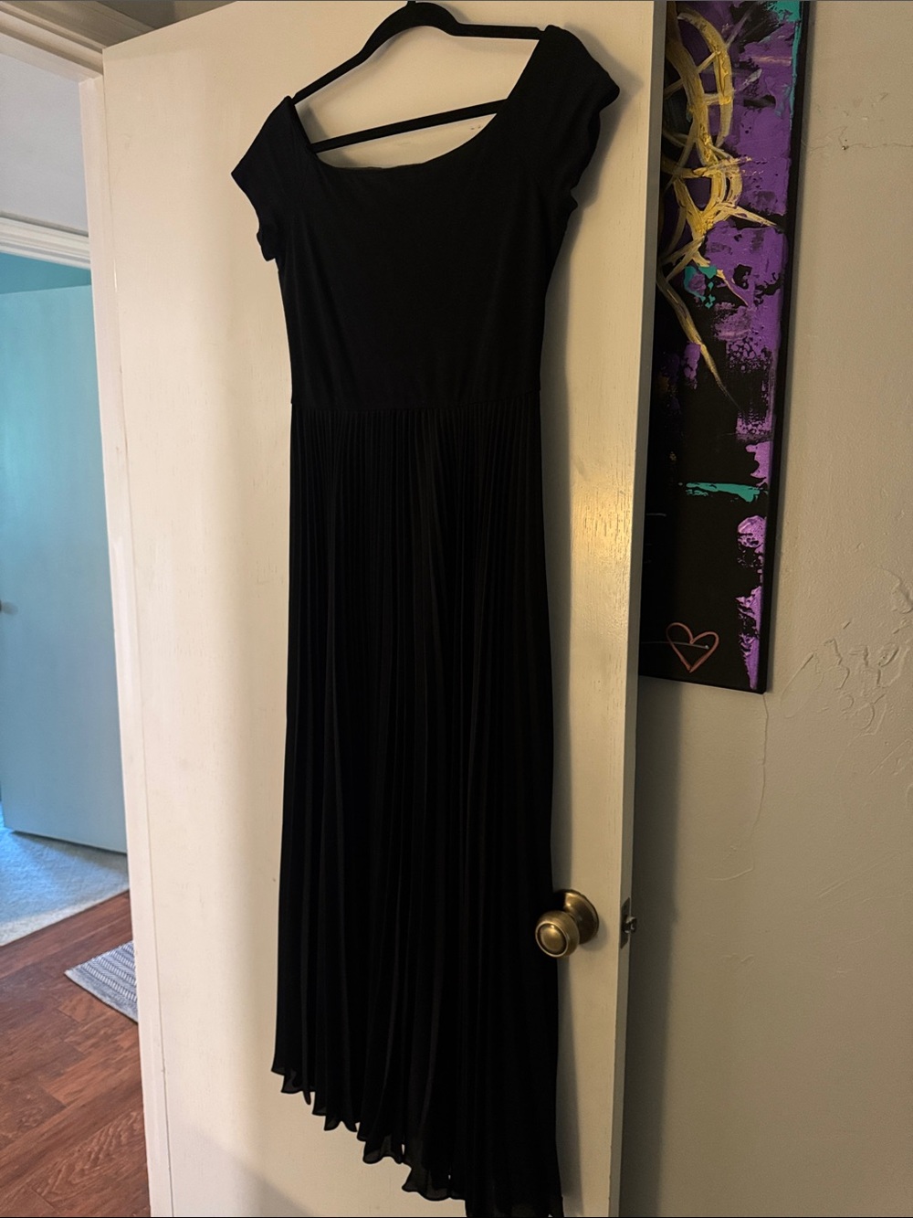 Alice + Olivia Black Pleated Maxi Gown